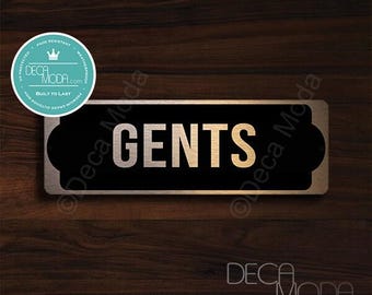 Brushed Copper Gents Bathroom Door Sign - 9 x 3 inches