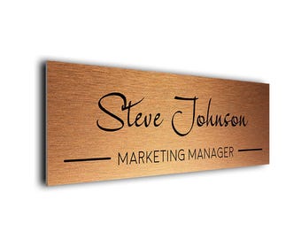 Custom Copper Door Sign: Brushed Metal Name Plate