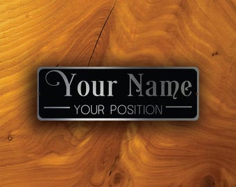 Personalized Door Plaque: Brushed Silver Metal, Custom Name Plate