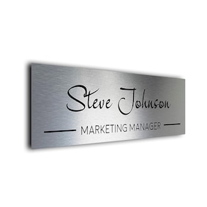 Door Name Sign | Door Name Plate | Brushed Metal Finish | Office Sign | Contemporary Door Sign | Personalized Sign | Door Name Signs