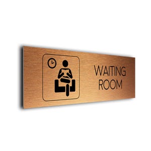 Brushed Copper Waiting Room Sign: Contemporary Office Door Plate