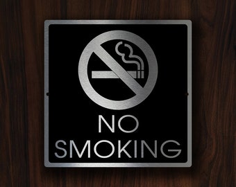 NO SMOKING SIGN, Modern No Smoking Sign, Custom No Smoking Signs, Black and Silver, Office Signs, Modern Signs, No Smoking Sign, No Smoking