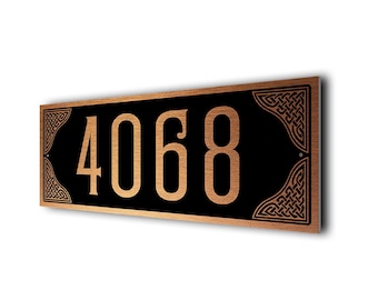 Letrero celta duradero para número de casa, placa de dirección exterior de metal cepillado para hogares