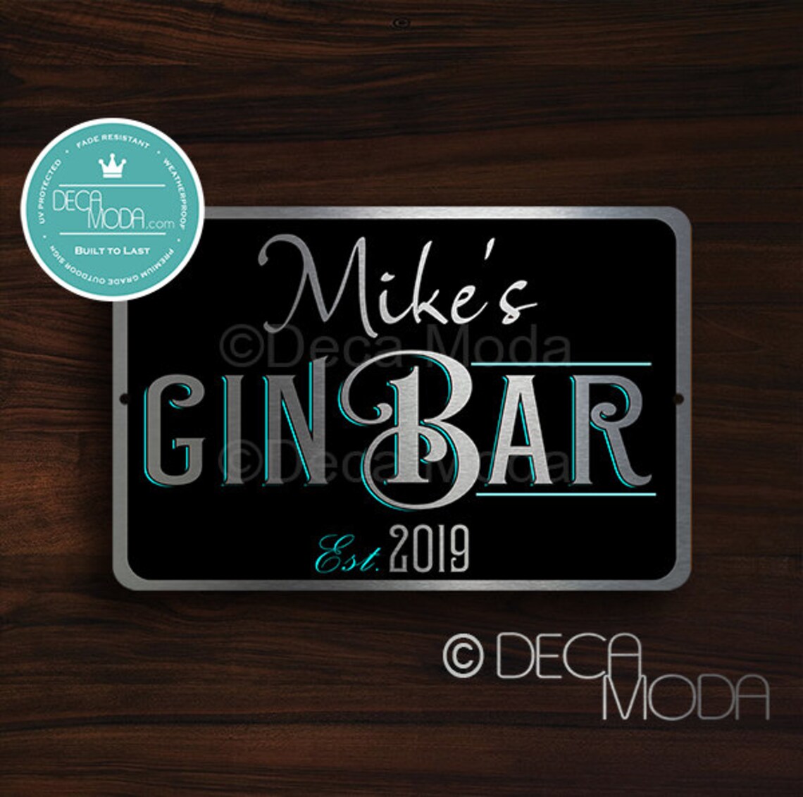 Custom Gin Bar Sign Personalized Signs Gin Signs Brushed Etsy
