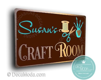 Personalized Craft Room Sign: Brushed Copper Metal Decor