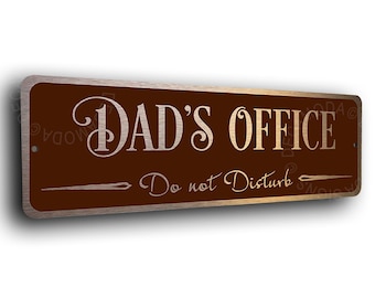 Dad's Office Sign: Brushed Gold Metal, Weatherproof Gift