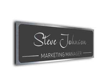 Brushed Metal Door Name Sign: Custom Office Decor