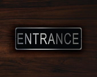 Brushed Silver Entrance Door Sign: Weatherproof Aluminum Composite