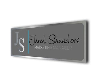 Modern Brushed Metal Door Name Sign: Office Door Plate