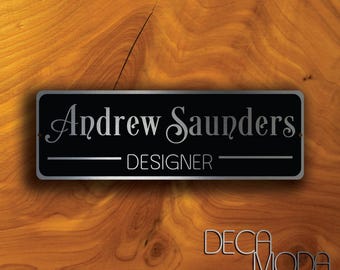 Personalized Door Sign: Brushed Silver Metal Name Plate