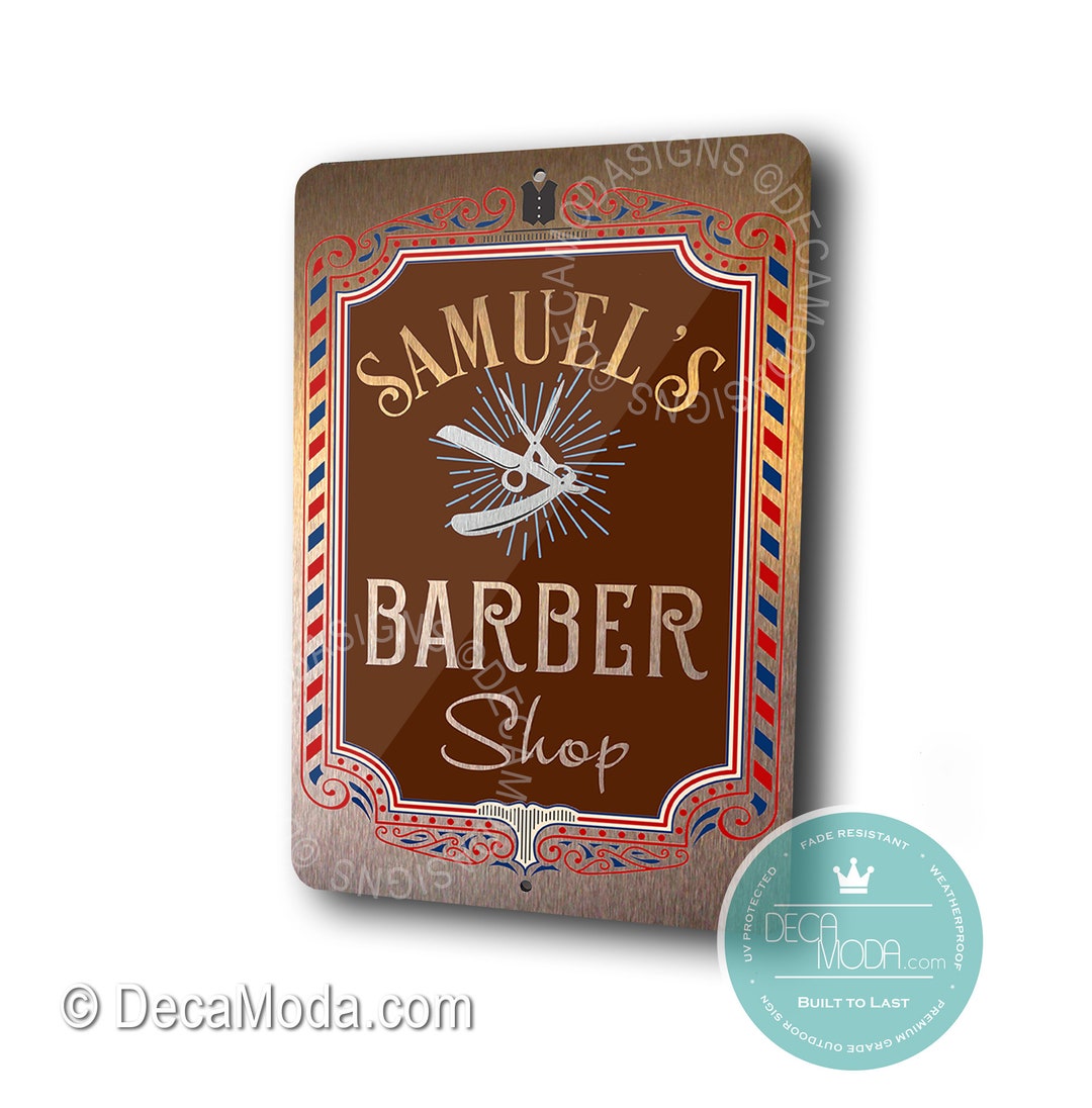 Barber Shop Sign, Personalized Barber Shop Signs, Barber Decor, Brushed ...