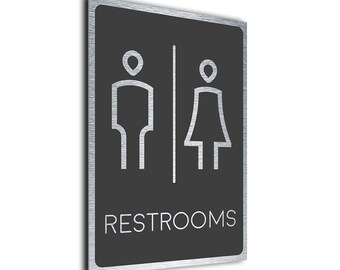 Modern Restroom Sign: Fade Resistant Aluminum Composite
