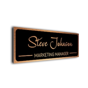 Custom Door Name Sign | Custom Door Name Plate | Brushed Metal Finish | Office Sign | Contemporary Signs | Personalized Sign | Self Adhesive