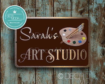 Art Studio Sign, Personalized Signs, Brushed Bronze and Copper Finish, Fade Resistant, Gift for Artist, Custom Art Studio Signs, DM101