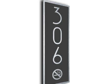 Personalized Vertical No Smoking Room Signs. No Smoking Room Numbers for Hotels, Apartments, Condos. With double sided tape for easy install