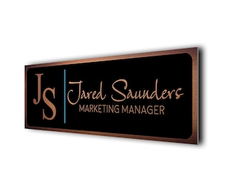 Brushed Copper Finish Monogram Door Sign: Custom Office Name Plate