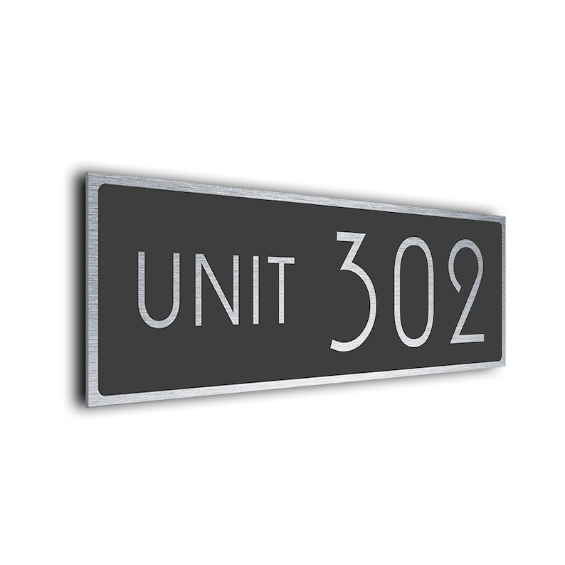 Brushed Aluminum Custom Unit Number Sign: Modern Office Decor - Etsy