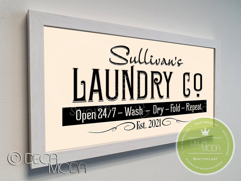 Personalized Laundry Room Sign: Custom Wood Frame Decor - Etsy