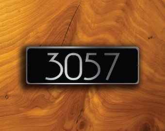 Modern Brushed Silver House Number Sign, Weatherproof Custom Address Plaque