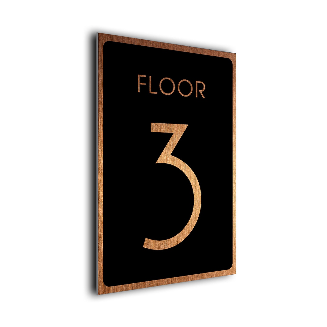 Custom Floor Number, Floor Level Signs, Brushed Copper and Matt Black, Signs, Floor Numbers