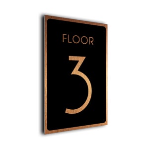 Custom Floor Number, Floor Level signs, Brushed Copper and Matt Black, Signs, Floor Numbers, Sign, Floor Direction Signs, Floor, Hotel Signs