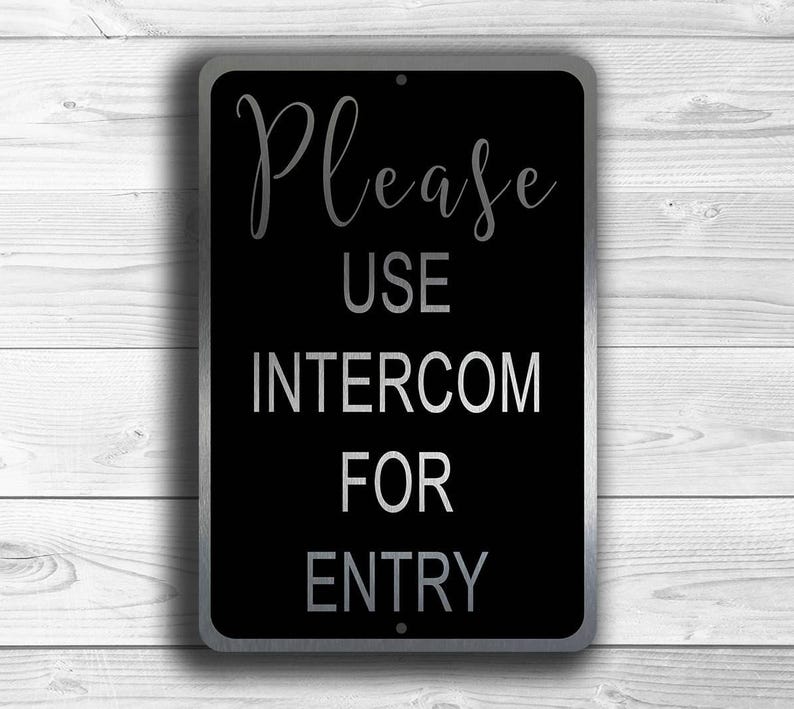 Silver Intercom Sign Intercom Sign: Brushed Silver Metal, Use Intercom for Entry - Etsy