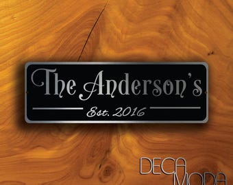 Custom Family Name Sign: Brushed Aluminum, Personalized Surname