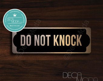 Brushed Copper 'Do Not Knock' Sign - Indoor/Outdoor (9 x 3 inches)