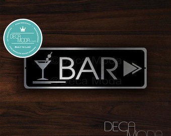 Brushed Silver Metal Bar Sign - Customizable Hotel Decor