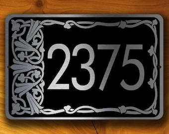 Personalized Address Sign: Brushed Silver Metal, Outdoor Plaque