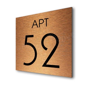 Custom Apartment Number Signs | Condo Room Numbers | Apartment Number | Copper Finish | Contemporary Design | Apartment decor