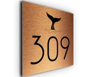 Weatherproof Whale House Number Sign for Homes Hotels Apartments and Condos