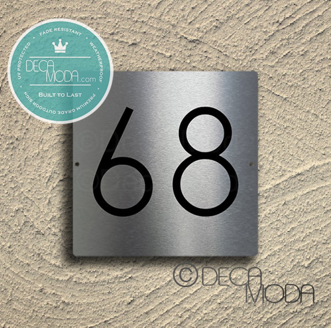 Square Door Plaques, Silver Numbers, Silver Sign, Silver House Number