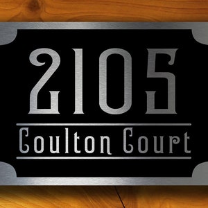 Customizable Brushed Silver Address Sign: Outdoor Plaque
