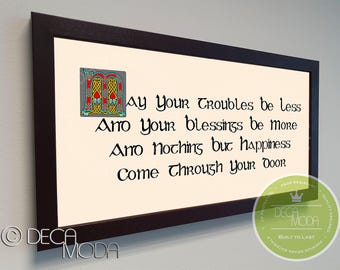 Irish Blessing Sign: Walnut Frame, UV Protected, Fade Resistant
