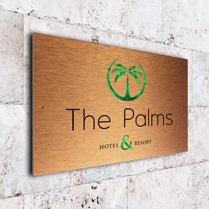 Hotel Logo Wall Plaque, Customize this full color outdoor Hotel wall plaque with your business details, Outdoor Hotel Signs, Hotel Signs