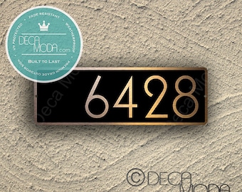 CUSTOM ADDRESS SIGN, Outdoor Address Number Plaque, Black and Brushed Copper Finish, Modern Address, Address signs, Address Number Sign,