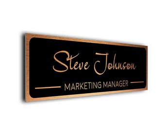 Brushed Metal Custom Door Sign: Personalized Office Name Plate