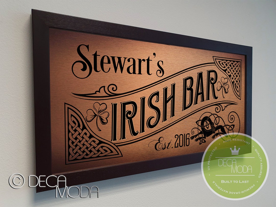 CUSTOM IRISH BAR Sign, Irish Bar Sign, Custom Signs, Brushed Metal