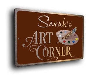 Personalized Art Corner Sign: Brushed Bronze Finish, Custom Artist Gift
