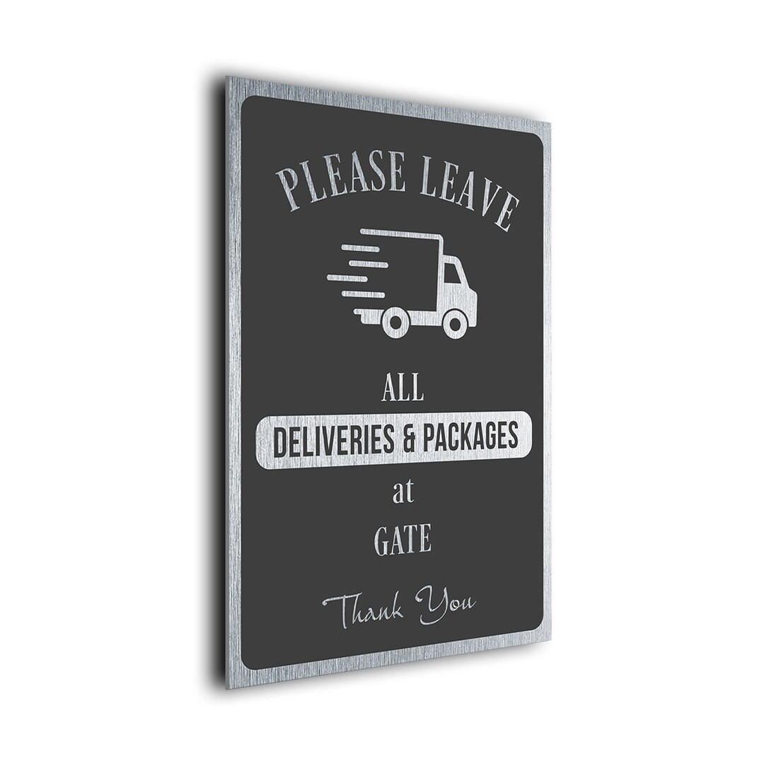 PETCEE Paket-Hinweisschild – „Please Leave Packages And Deliveries“, Wetterfest, Für Haustür/Außenbereich (ca. 20x28 Cm)