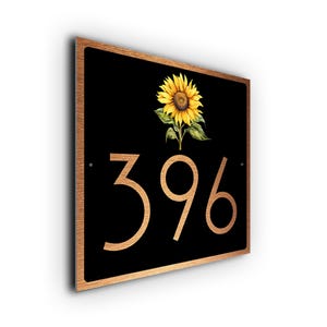 Sunflower House Number Sign | House Number | Sunflower Numbers | Number Sign with Sunflower | Sunflower House Number Plaque | Sunflower Sign