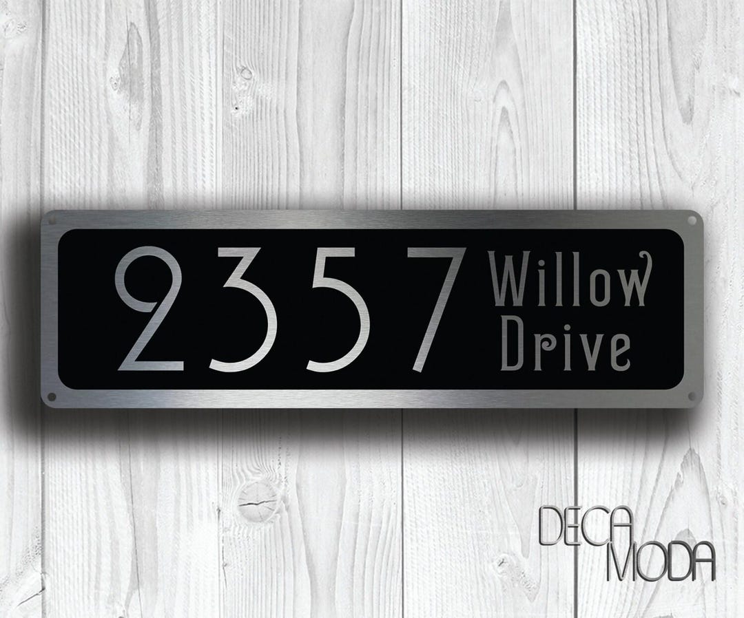 Brushed Silver Address Sign: Modern Outdoor Address Plaque - Etsy