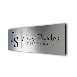 Custom Door Name Sign | Custom Door Name Plate | Brushed Metal Finish | Custom Office Sign | Contemporary Door Signs | Door Name Plate