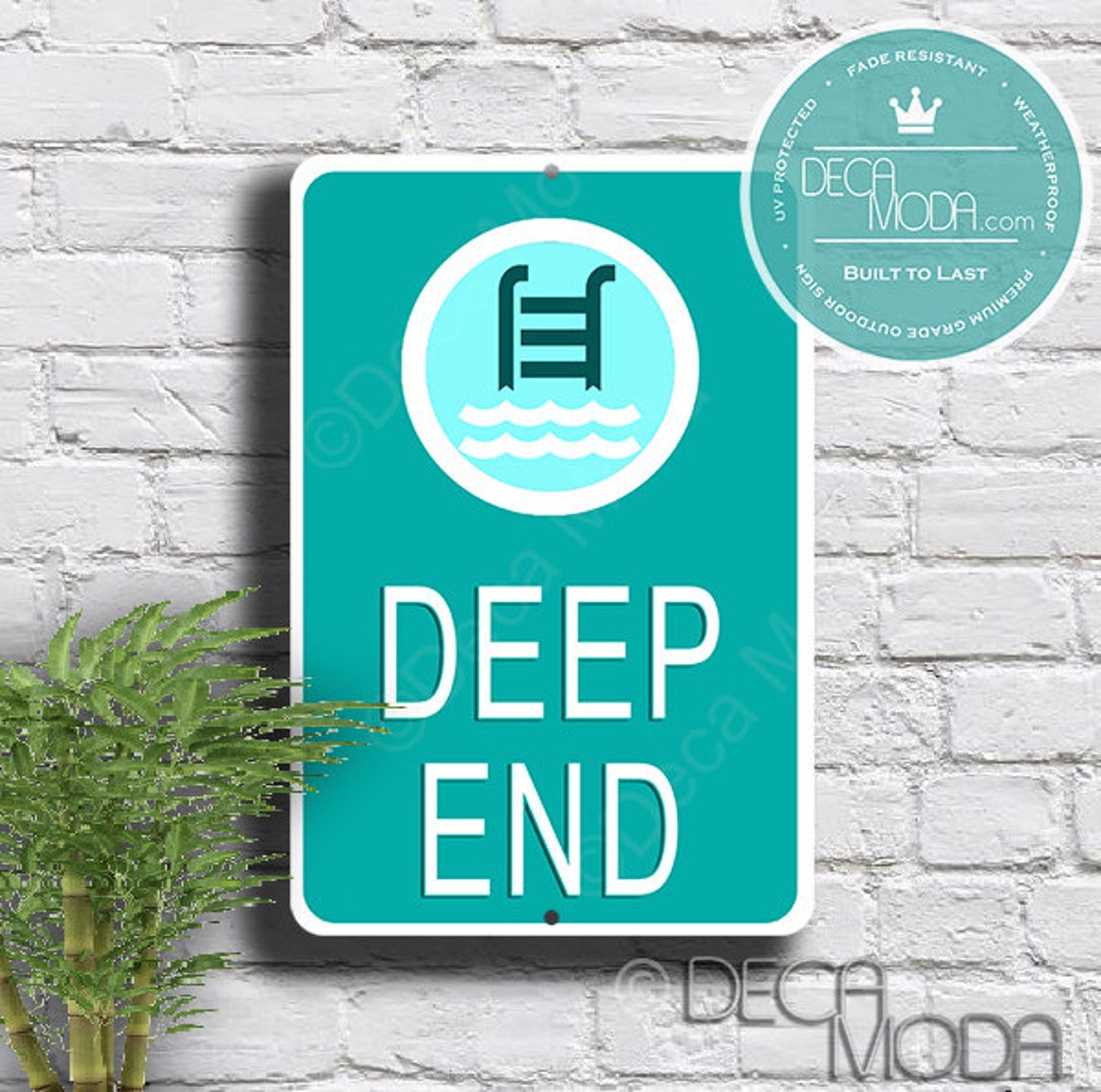 Deep End Sign, Swimming Pool Signs, Pool Signs, Pool Deep End Signs