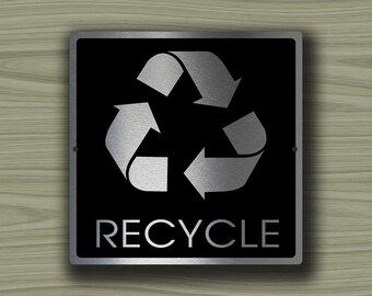 Brushed Silver Recycle Sign: Modern Office Decor