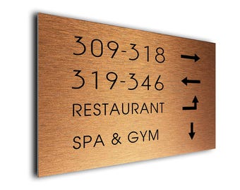 Custom Hotel Directory Sign: Brushed Copper Finish, Durable