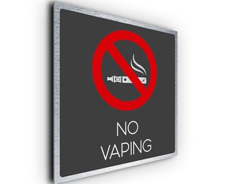 No Vaping Sign | Brushed Metal Sign | Self Adhesive Sign | No Vaping Notice | Business Signage | Vape Free Zone | No Vaping | Vape Sign