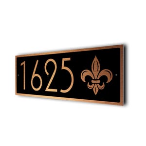 Adresbord Fleur De Lis | Aangepast adresbord | Huisnummerbord | Gepersonaliseerd bord | Adres buiten | Huisnummer Fleur De Lis