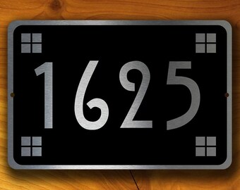 Craftsman Address Sign, Weatherproof Brushed Aluminum House Number Plaque for Homes